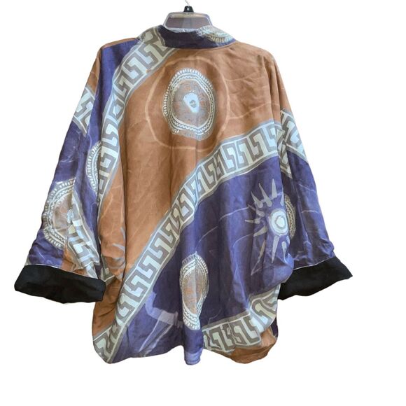 Lagenlook Batik Unbranded Reversible Mayan Sun Jacket Knot Coin Buttons Artsy - Picture 3 of 8